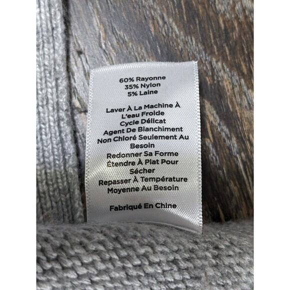 Talbots Cable knit Oversized Poncho Sweater Sz S Grey‎ Side Button Closure N67 - Picture 5 of 7